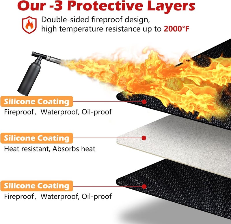 Demiwise 48X36in Grill Mats for Outdoor Grill,Waterproof,OilProof,Fireproof,Fits Most Grills, Smokers, Griddles and Outdoor Charcoal, Flat Top,Deck and Patio Protector - Image 2